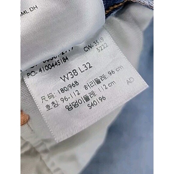 Levis 501 Jeans Mens 38x31 Button Fly Straight Stretch Medium Blue High Rise EUC - Picture 11 of 13